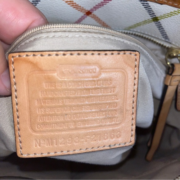 Coach Peyton Tattersall Stripe Tote Shoulder Bag F21863 Cream Multicolor - Picture 4 of 5